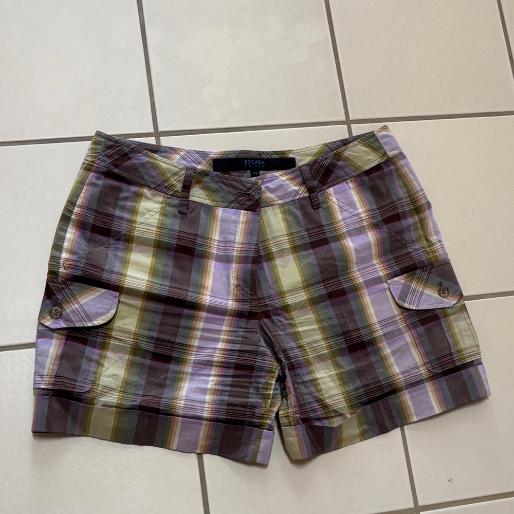 Escada Multicolor Plaid Shorts